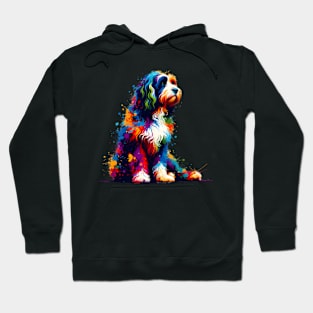 Vibrant Barbet Captured in Colorful Splash Art Style Hoodie